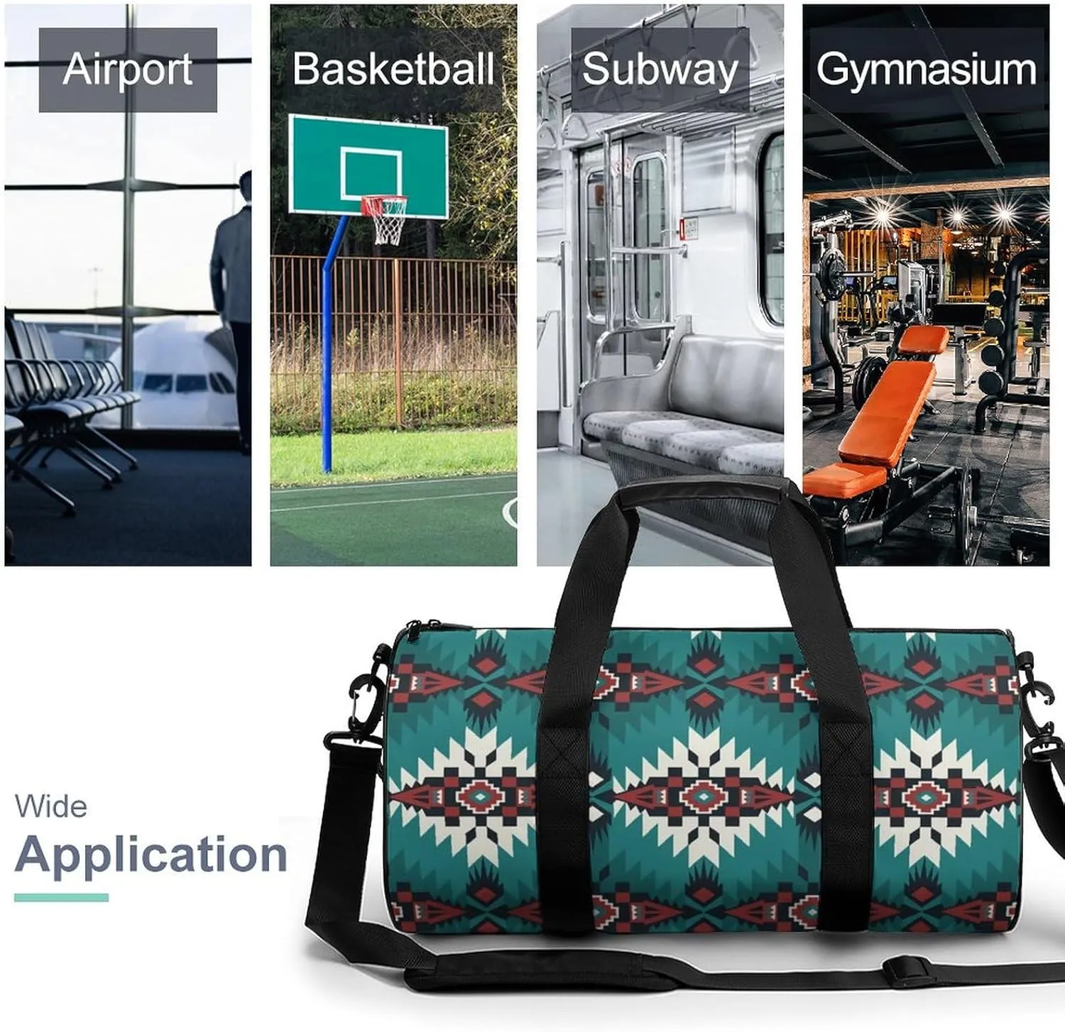 Aztec Blue Large Capacity Portable Cylindrical Fitness Bag