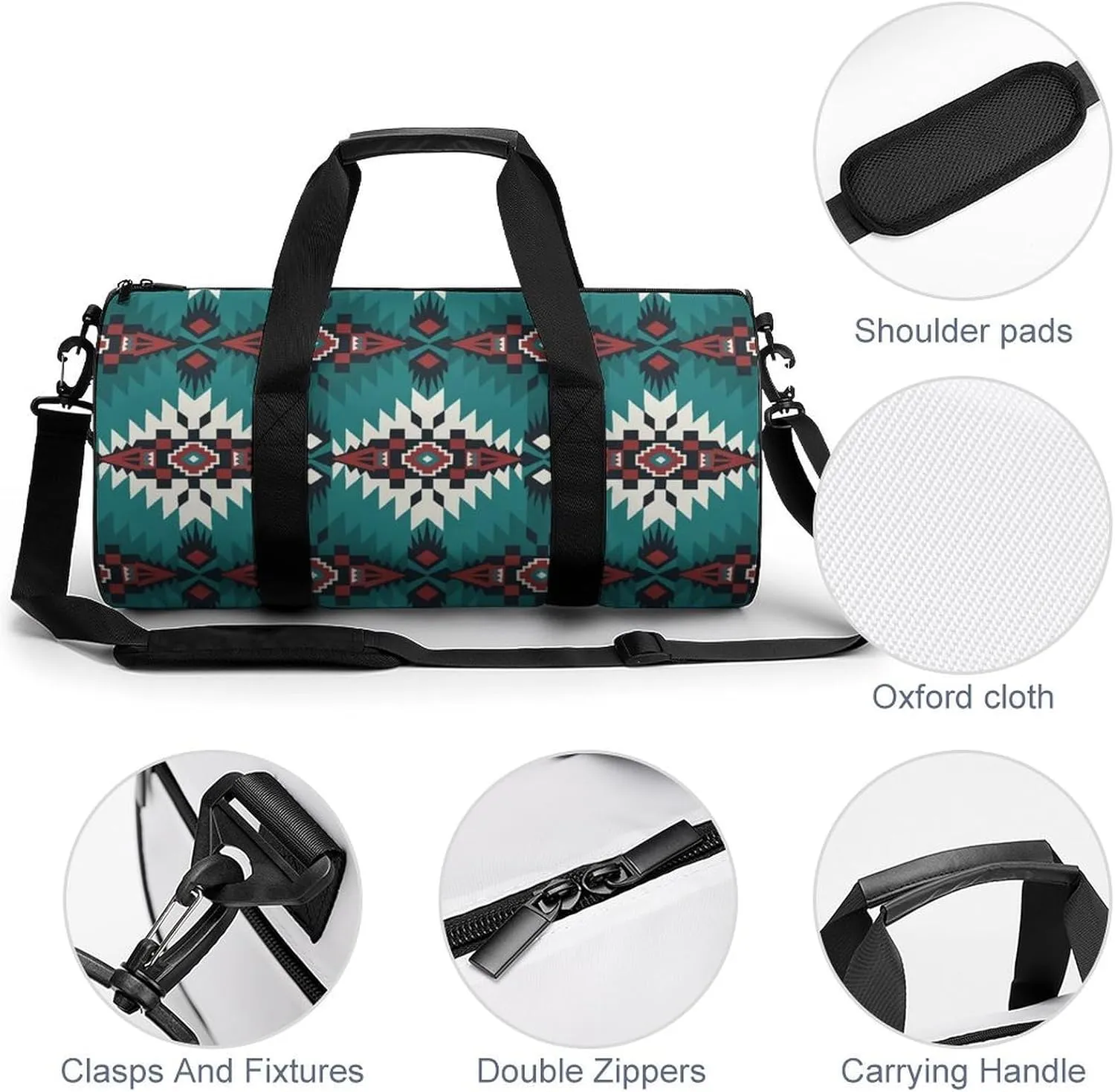 Aztec Blue Large Capacity Portable Cylindrical Fitness Bag