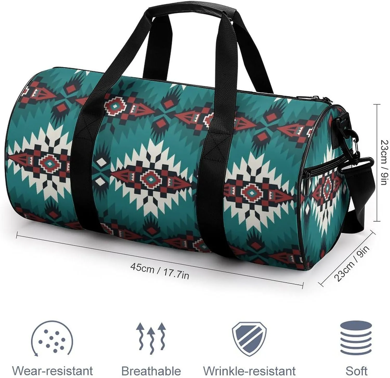Aztec Blue Large Capacity Portable Cylindrical Fitness Bag