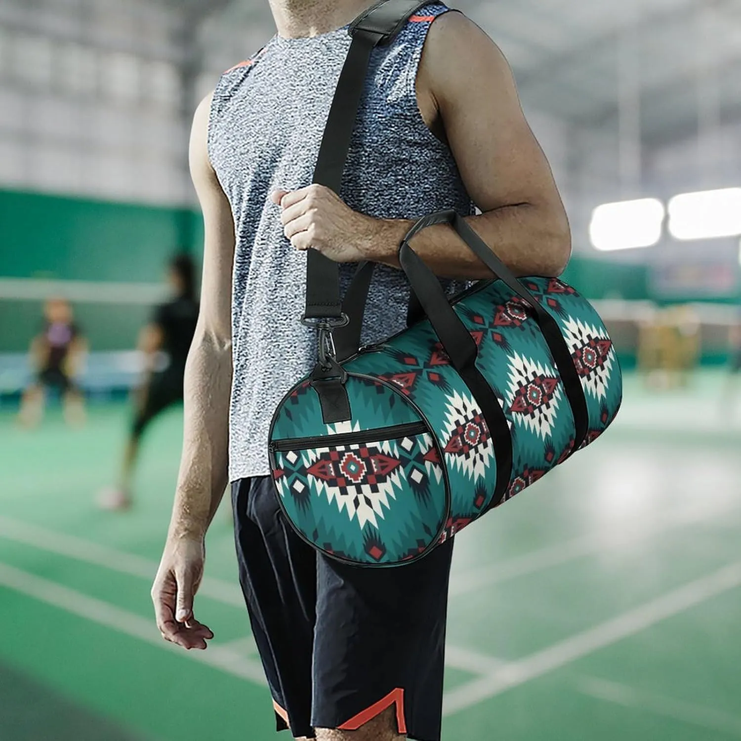 Aztec Blue Large Capacity Portable Cylindrical Fitness Bag