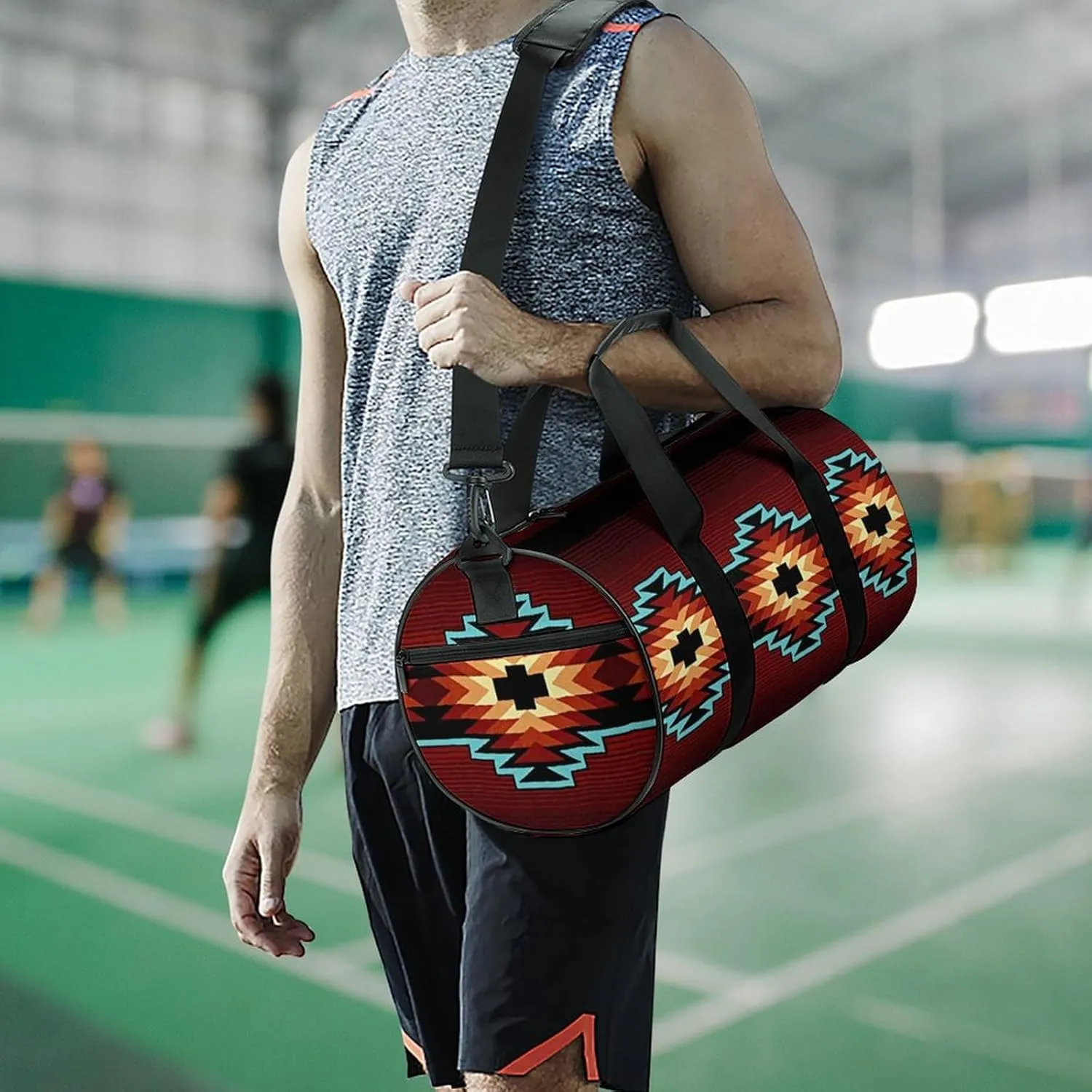 Aztec Tribal Large Capacity Portable Cylindrical Fitness Bag