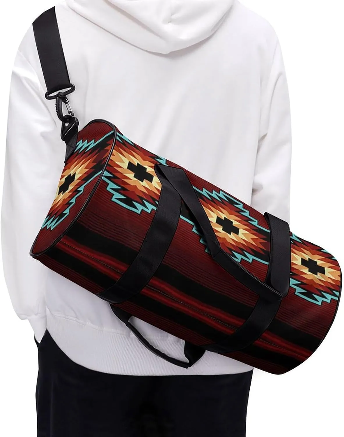 Aztec Tribal Large Capacity Portable Cylindrical Fitness Bag