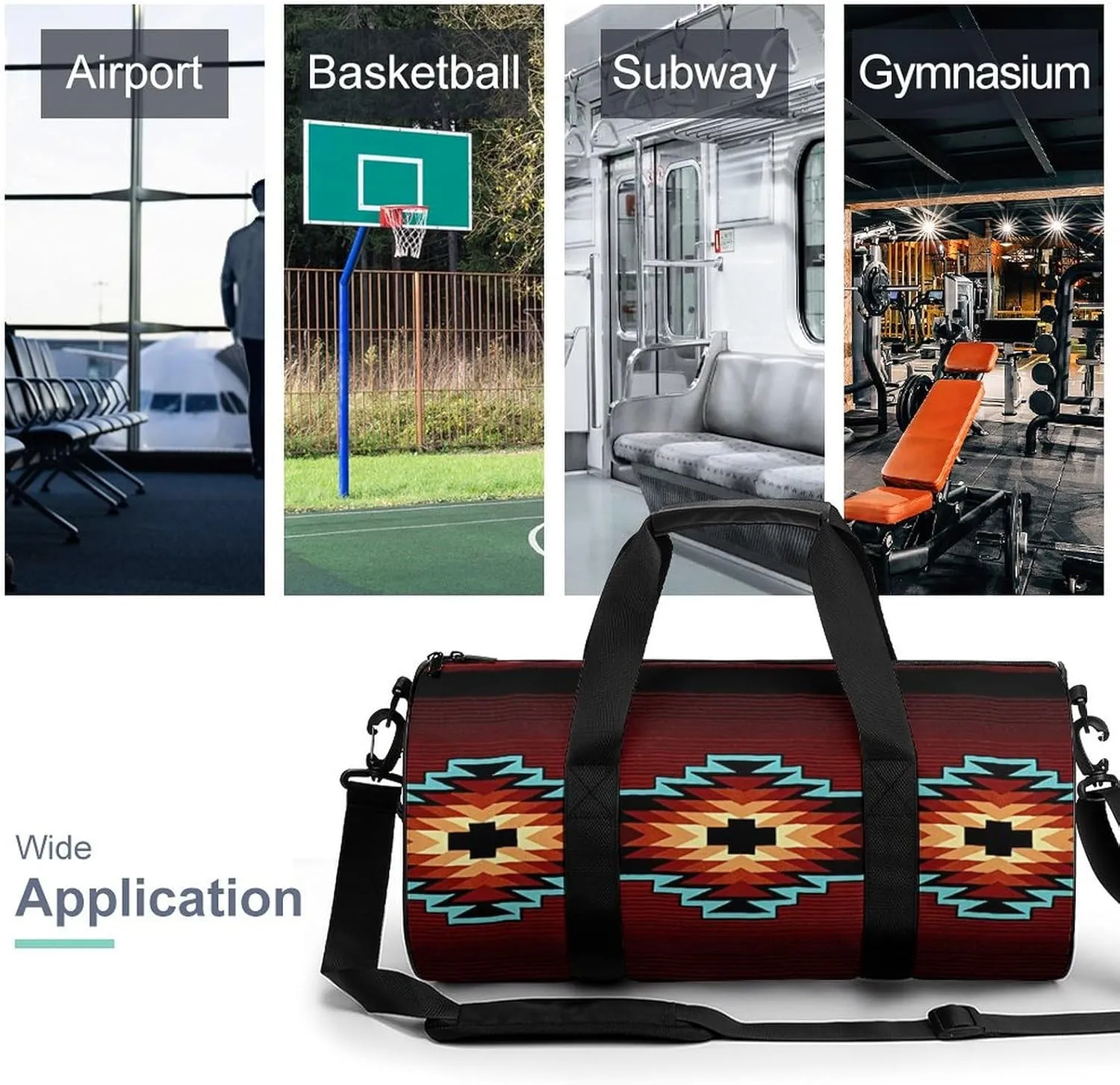 Aztec Tribal Large Capacity Portable Cylindrical Fitness Bag