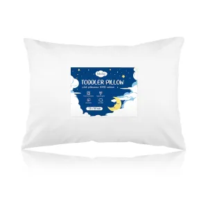 Babebay Toddler Pillow,13X18 Soft Toddler Pillows for Sleeping, Machine Washable Kids Pillow with Cotton Pillowcase, Perfect for Travel (White)
