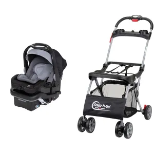 Baby Trend Secure-Lift 35 Infant Car Seat, Dash Black & Snap N Go EX Polyester Lightweight Foldable Universal Single Infant Car Seat Carrier with 2 Cup Holder and Covered Compartment, Black