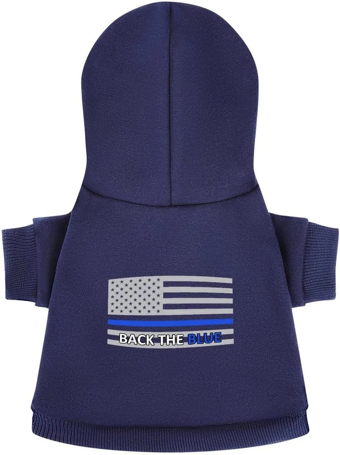 Back The Blue Police Line Flag Dog Hoodies Cute Hooded Sweatshirt Pet Suit Clothes Coat with Hat