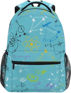 Backpack Daypack Shoulder Bag with Name Label Tag Blue Physics Formula Scientific Diagram Blackboard Luggage Bag for Gym Sports Casual Women Men