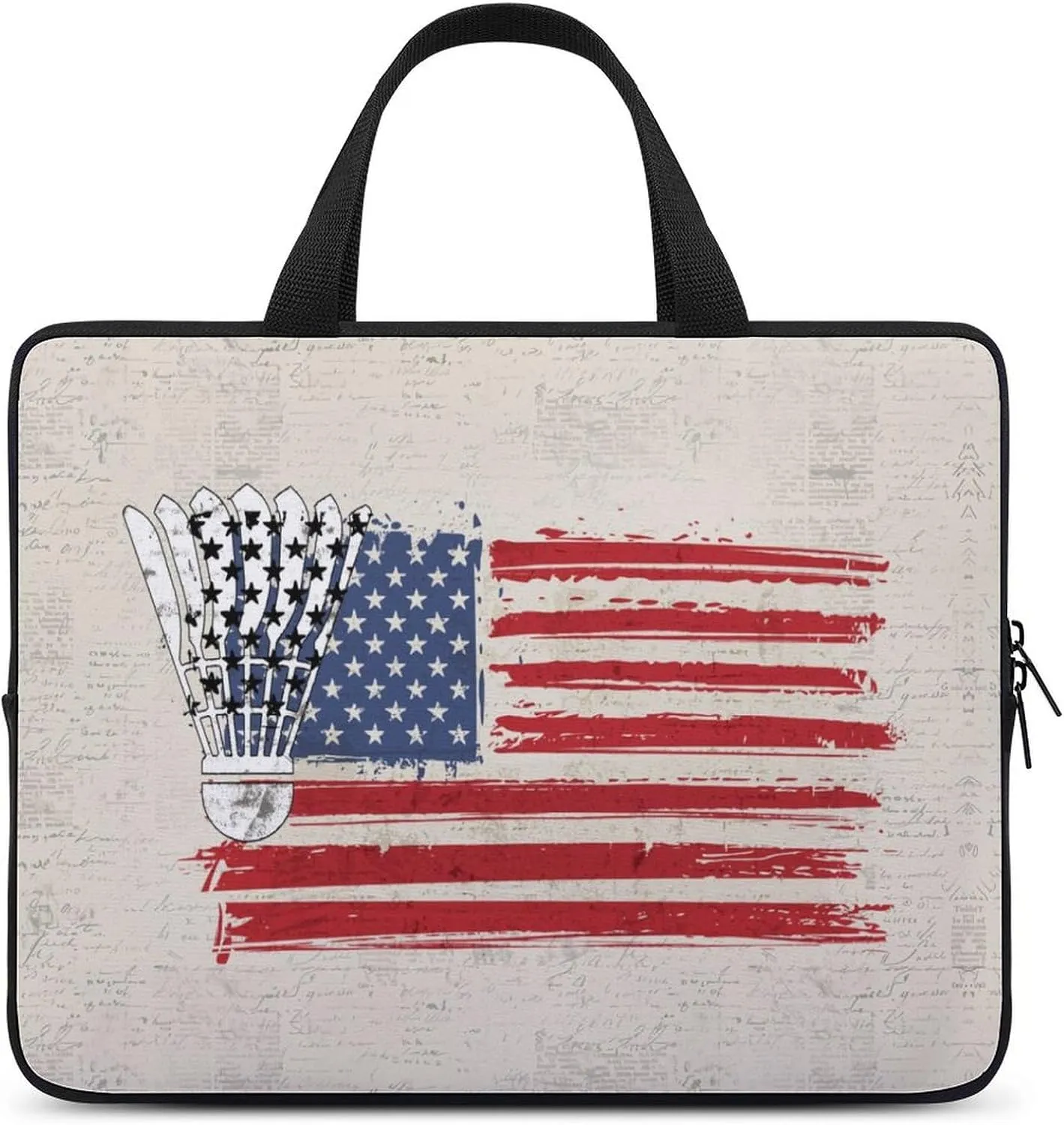 Badminton American Flag Laptop Bag Laptop Case Computer Messenger Bag with Adjustable Shoulder Strap