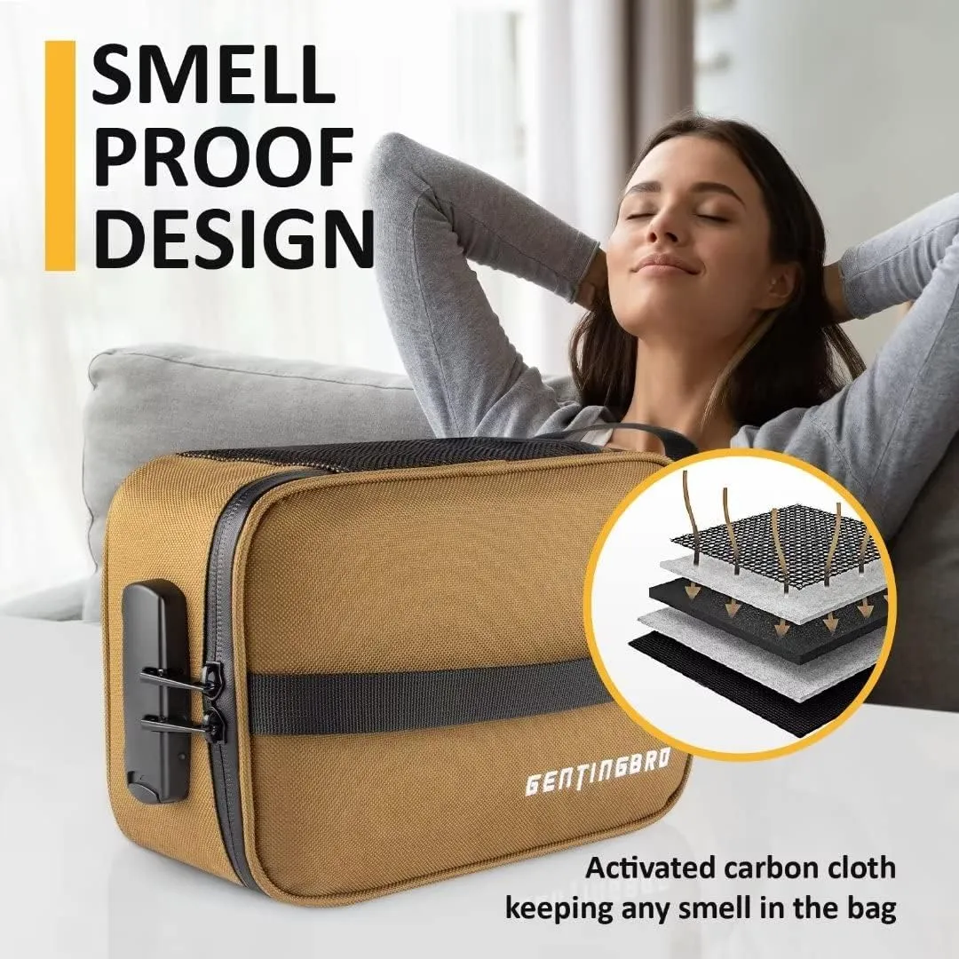 Bag with Combination Lock Medicine Lock Bag Lunch Bag Travel Bag Brown