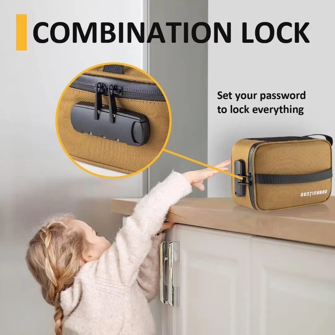 Bag with Combination Lock Medicine Lock Bag Lunch Bag Travel Bag Brown