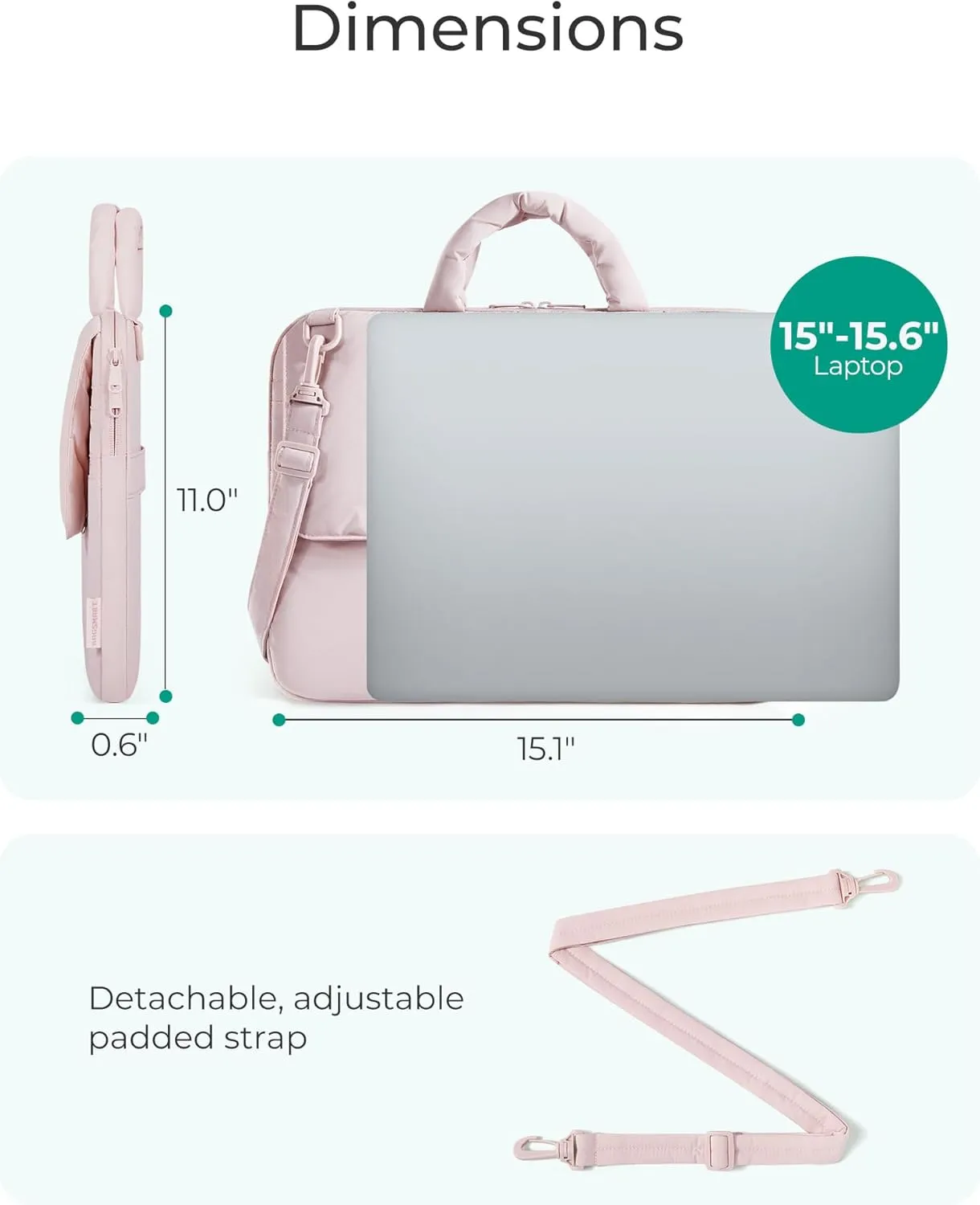 BAGSMART 15-16 Inch Laptop Case Sleeve, Padded Lightweight 15.6 Laptop Bag with strap for MacBook Air/Pro, Shockproof Water Resistant Laptop Cover Compatible for Macbook Dell HP Lenovo Asus, Black