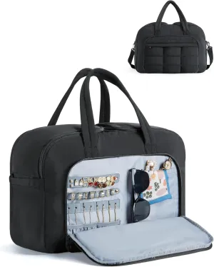 BAGSMART Travel Duffel Bag, Carry on Travel Bag with Jewelry Compartment, 35L Weekender Duffle for Women, Water Resistant, Black