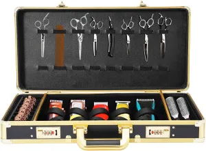 Barber Carrying Case Portable Travel Stylist Tool Box Beauty Hair Cutting Kit Professional Case with Code Lock for Home Salon Barber Supplies Organize, Portable Luxury Barbers Tools