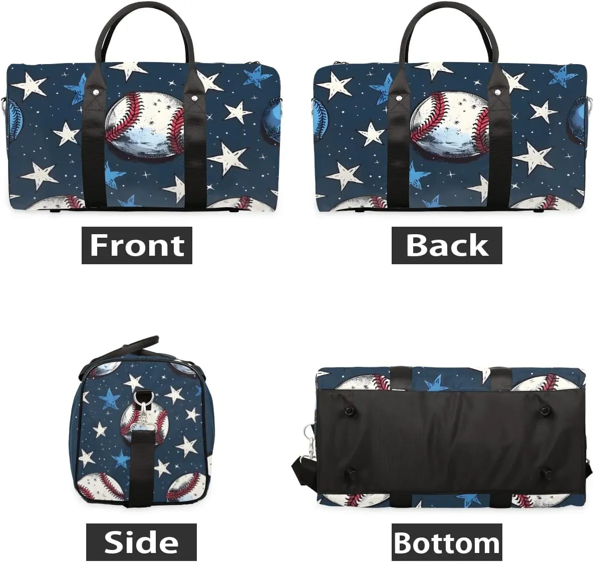 Baseball Pattern Travel Duffel Bag for Women Men Baseball Star Waterproof Foldable Overnight Weekender Bag Large Capacity Sports Gym Bag