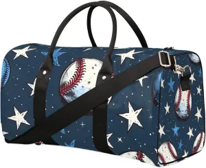 Baseball Pattern Travel Duffel Bag for Women Men Baseball Star Waterproof Foldable Overnight Weekender Bag Large Capacity Sports Gym Bag