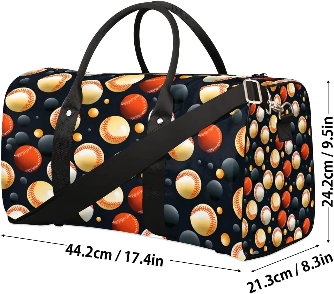 Baseball Prints Travel Duffel Bag for Women Men Waterproof Foldable Overnight Weekender Bag Large Capacity Sports Gym Bag