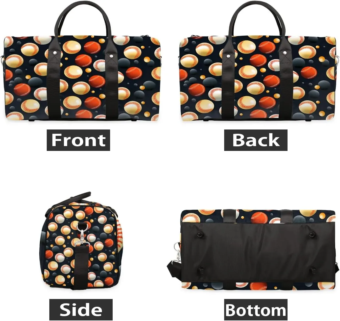 Baseball Prints Travel Duffel Bag for Women Men Waterproof Foldable Overnight Weekender Bag Large Capacity Sports Gym Bag