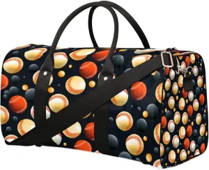 Baseball Prints Travel Duffel Bag for Women Men Waterproof Foldable Overnight Weekender Bag Large Capacity Sports Gym Bag