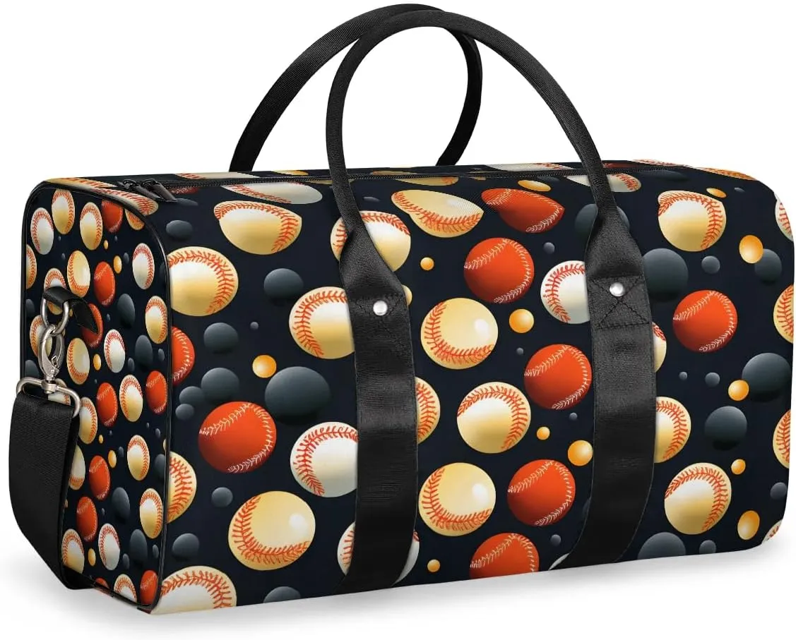 Baseball Prints Travel Duffel Bag for Women Men Waterproof Foldable Overnight Weekender Bag Large Capacity Sports Gym Bag