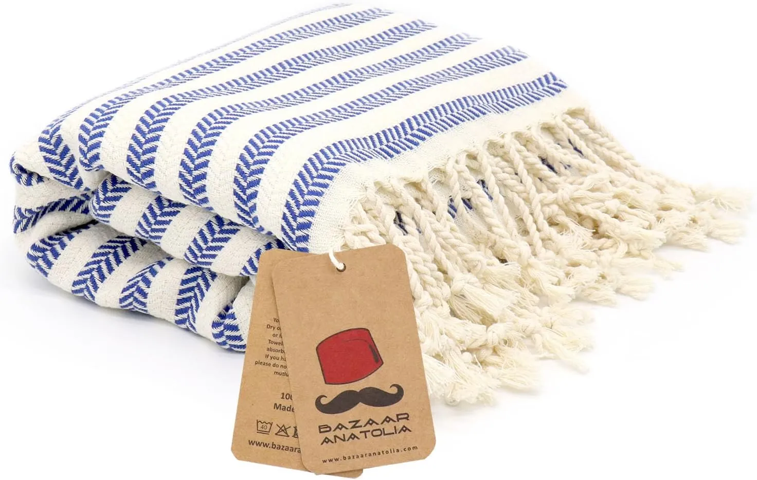Bazaar Anatolia Turkish Beach Towel 100% Cotton Bath Towels Oversized Quick Dry Boho Farmhouse Decor Sheets Bathroom Towels Sand Free Camping Blanket Royal Navy 71x39 inches - Arpa Dark Blue