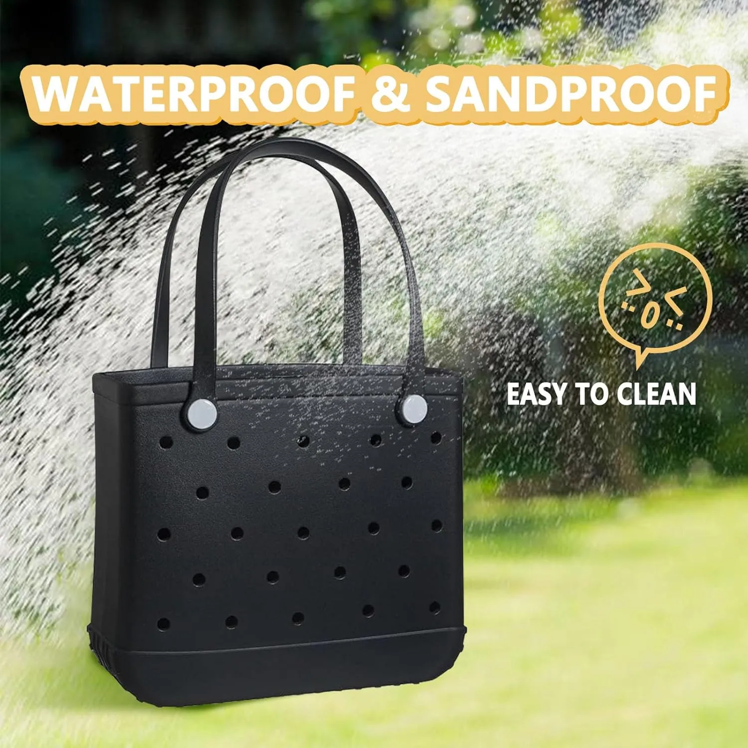 Beach Bag Rubber Small Tote Bag, Fashion Travel Bag for Women, Waterproof Handbag for Sports, Pool, Beach