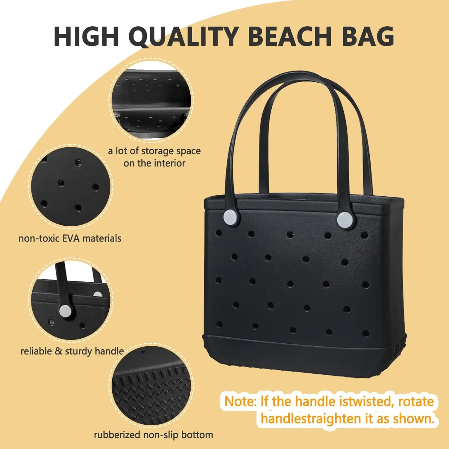 Beach Bag Rubber Small Tote Bag, Fashion Travel Bag for Women, Waterproof Handbag for Sports, Pool, Beach