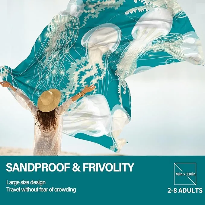 Beach Blanket Oversized Extra Large78 X 110",Waterproof Sandproof Beach Blanket 2-8 Adults Lightweight Durable for Travel Camping Hiking Picnic