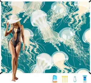 Beach Blanket Oversized Extra Large78 X 110",Waterproof Sandproof Beach Blanket 2-8 Adults Lightweight Durable for Travel Camping Hiking Picnic