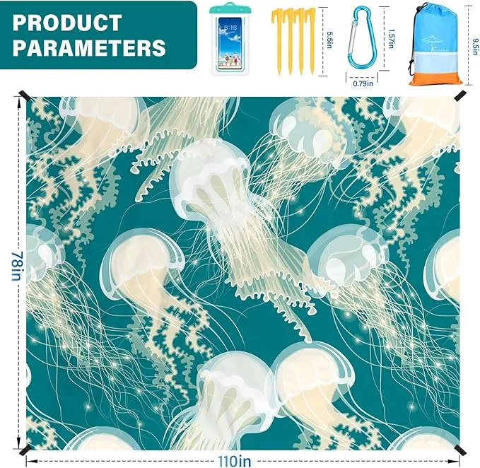 Beach Blanket Oversized Extra Large78 X 110",Waterproof Sandproof Beach Blanket 2-8 Adults Lightweight Durable for Travel Camping Hiking Picnic