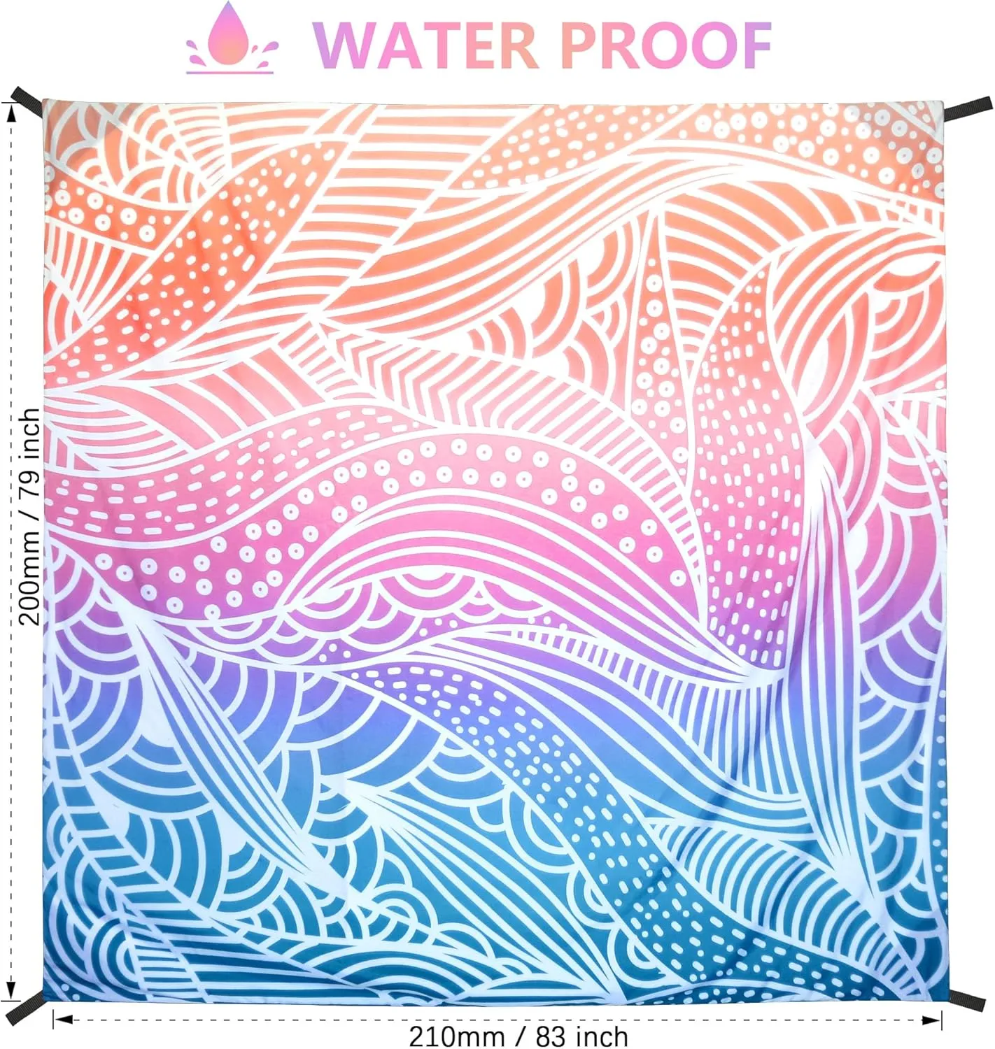 Beach Blanket Waterproof Sandproof Extra Large Beach Mat 79" X 83"/120"x108"for 1-8 Adults Quick Drying Durable Outdoor Picnic Mat for Beach Travel Camping Hiking