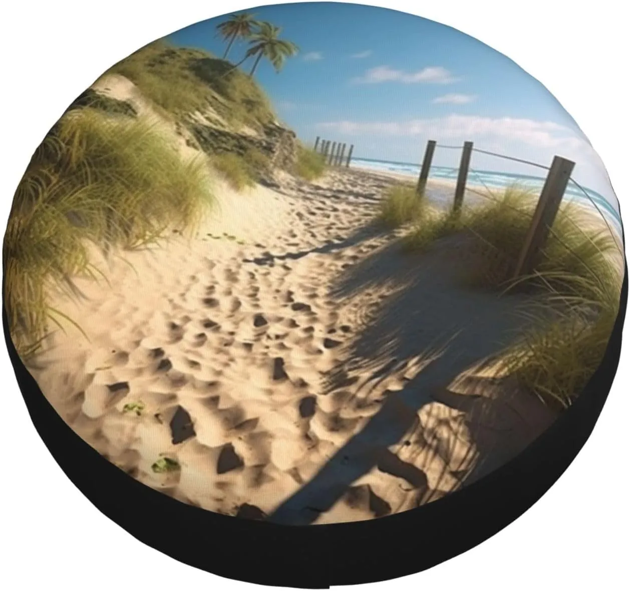 Beach Themed Tire Cover Outdoor Waterproof Snow Sun Rain Wheel Cover Portable Wheel Bags Camper Spare Tire Cover Universal Car Tire Protectors for Trailer RV SUV