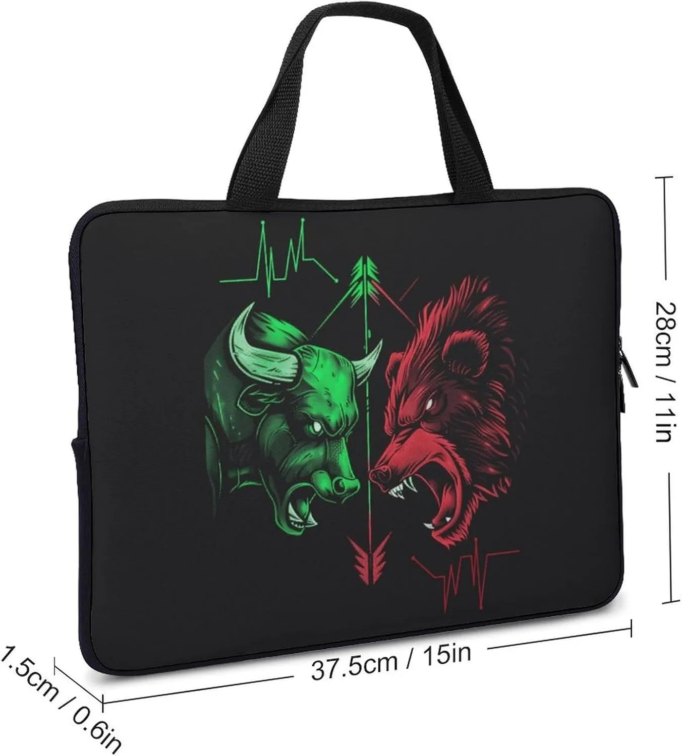 Bear Bull Stock Market Trading Laptop Bag Laptop Case Computer Messenger Bag with Adjustable Shoulder Strap