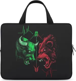 Bear Bull Stock Market Trading Laptop Bag Laptop Case Computer Messenger Bag with Adjustable Shoulder Strap