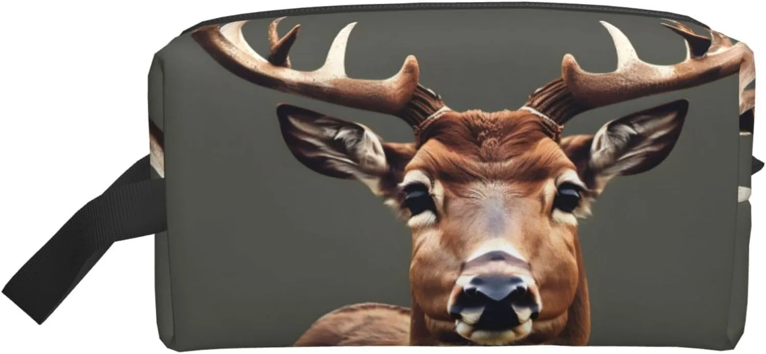 Beauty Deer Print Toiletries Makeup and Daily Essentials Large Capacity Zippered Storage Travel Bag