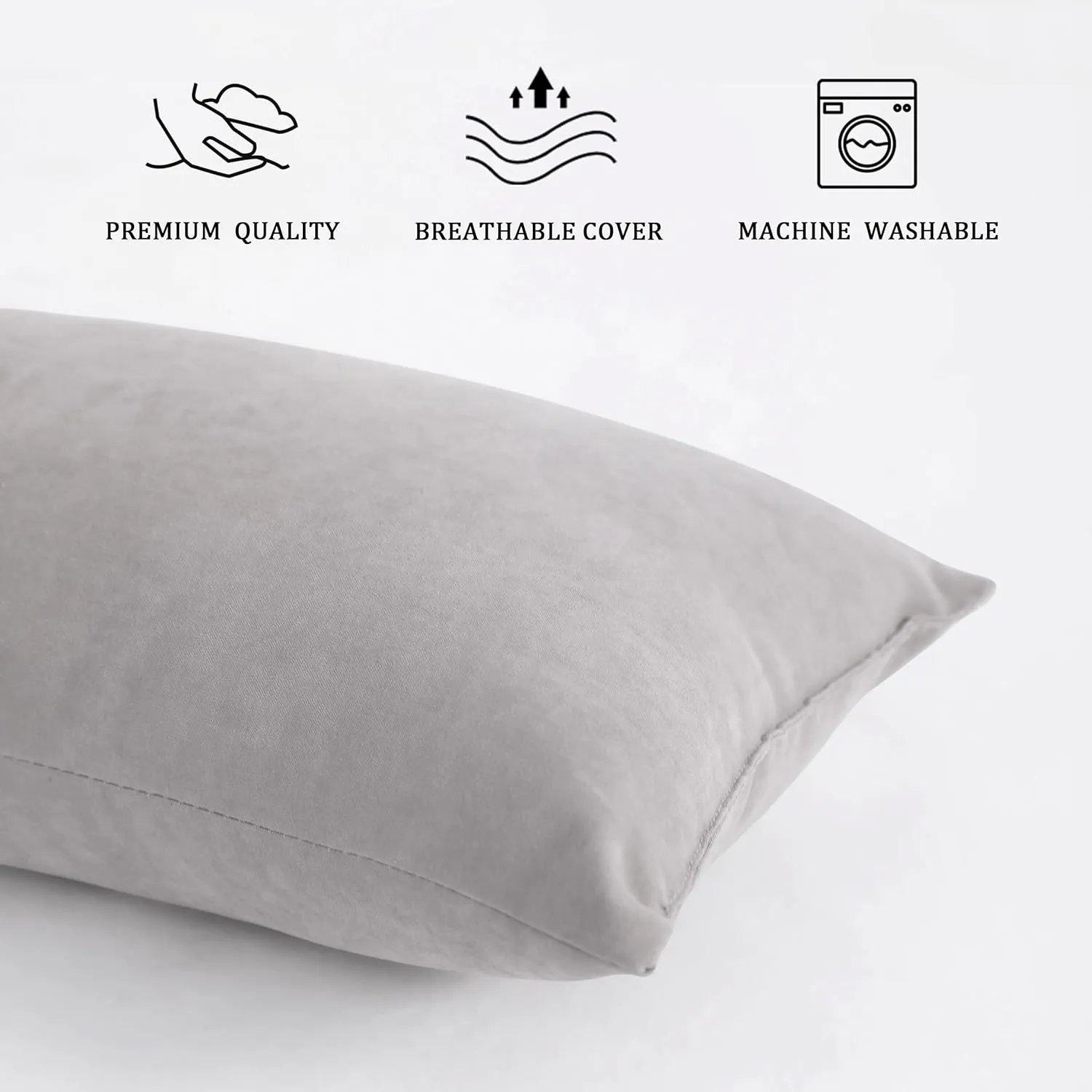 BEDSUM 2 Pack Pillows, 13"x18" Microfiber Pillow for Travel, Pet, Soft and Machine Washable Small Pillows for Neck, Wrist, and Knee Comfort, Light Grey