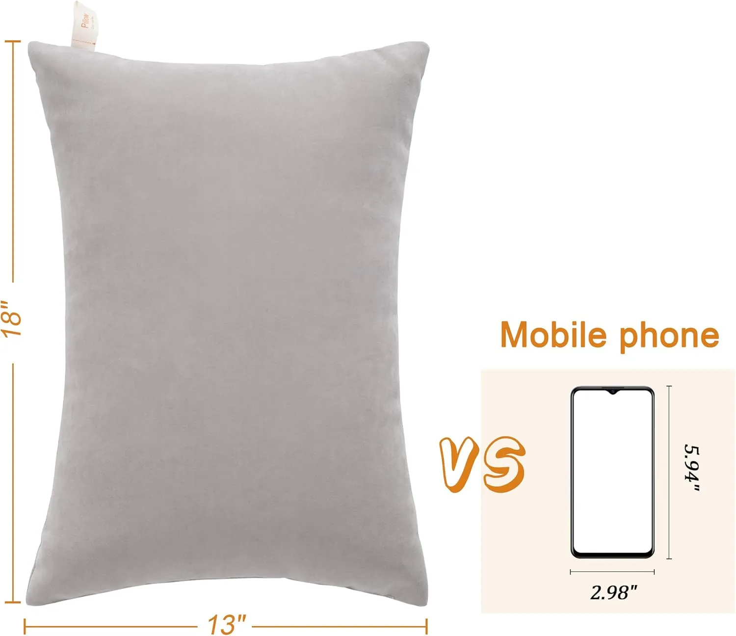 BEDSUM 2 Pack Pillows, 13"x18" Microfiber Pillow for Travel, Pet, Soft and Machine Washable Small Pillows for Neck, Wrist, and Knee Comfort, Light Grey