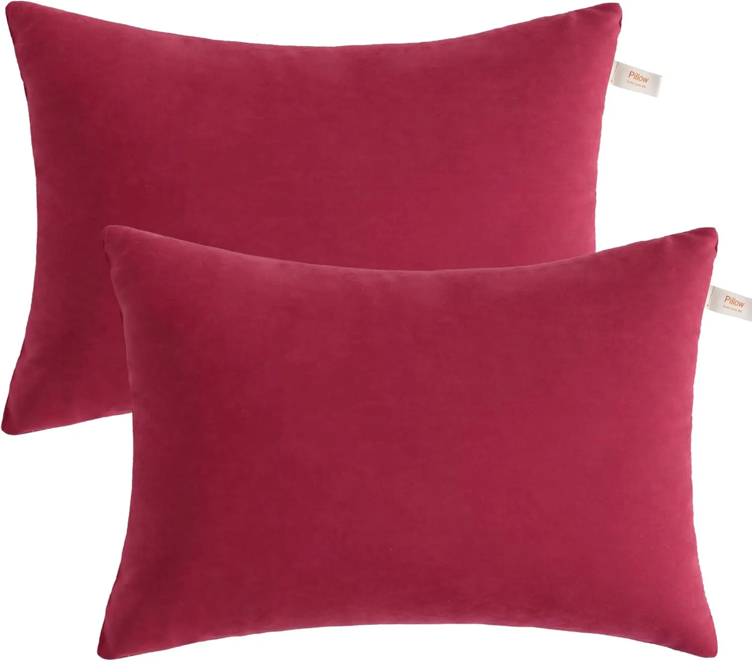 bedsum 2 Pack Toddler Pillows, 13''x18'' Microfiber Baby Pillows for Toddler, Travel, Pets, Soft and Machine Washable Small Pillows with Excellent Resilience for Neck, Wrist, and Knee Support, Red