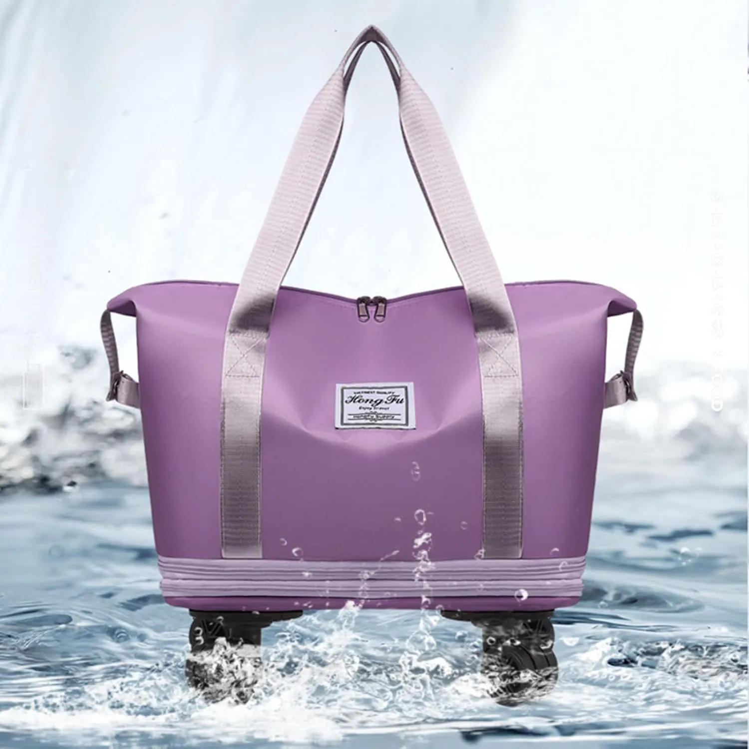 Beente | Kulken Travel Bag with Wheels, 2025 New Large Capacity Duffle Bag Universal Wheel Removable Foldable Suitcase (Dark Purple)