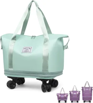 Beente Travel Bag with Wheels, 2025 New Large Capacity Beente Expandable Travel Bag, Universal Wheel Removable with Trolley Sleeve(Green)