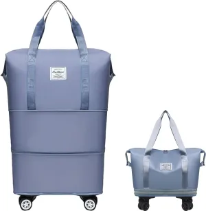 Beente Travel Bag with Wheels - 2025 New Large Capacity Travel Bag, Equipped with Detachable Universal Wheels, The Foldable Carry-On Luggage Bags is Suitable for Trips, (Blue)