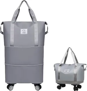 Beente Travel Bag with Wheels - 2025 New Large Capacity Travel Bag, Equipped with Detachable Universal Wheels, The Foldable Carry-On Luggage Bags is Suitable for Trips, (Gray)