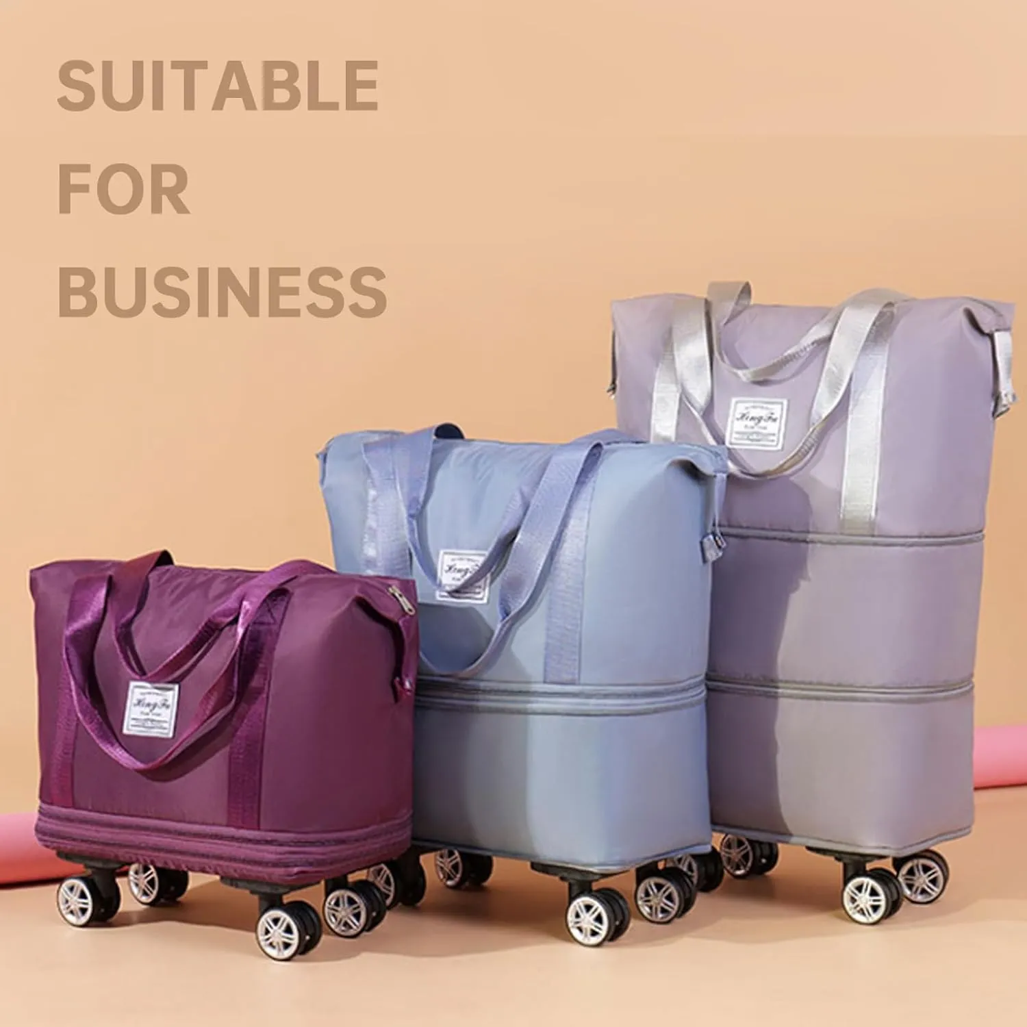 Beente Travel Bag With Wheels, 2025 New Large Capacity Travel Bag - Universal Wheel Removable, Expandable and Foldable, Suitable for Business or Vacation (Dark blue,One size)