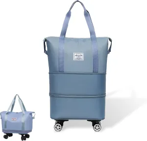 Beente Travel Bag With Wheels, 2025 New Large Capacity Travel Bag - Universal Wheel Removable, Expandable and Foldable, Suitable for Business or Vacation (Dark blue,One size)
