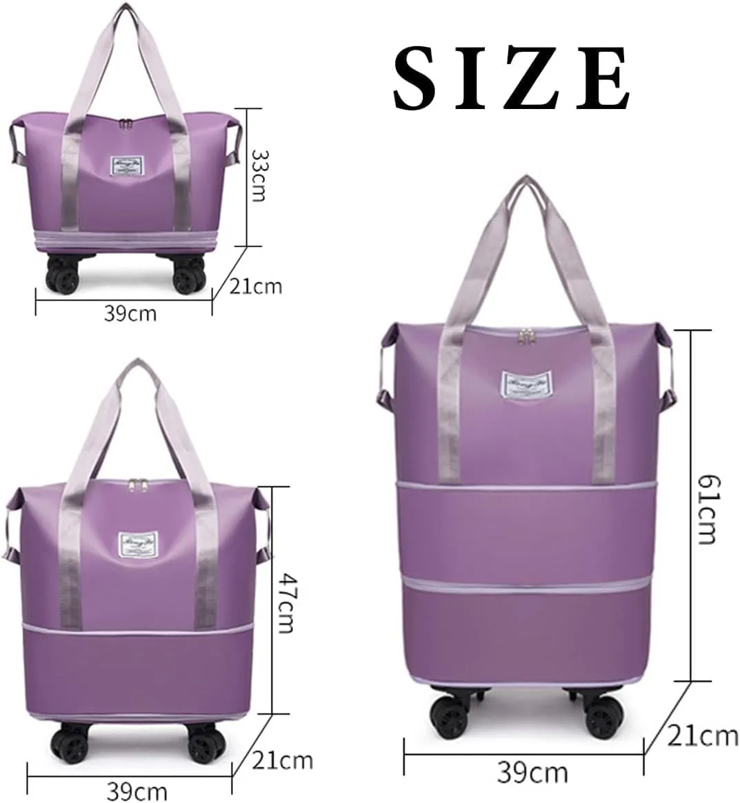 Beente Travel Bag With Wheels, 2025 New Large Capacity Travel Bag - Universal Wheel Removable, Expandable Foldable, Weekend Carry On Luggage Bag (Gray)