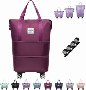 Beente Travel Bag With Wheels, 2025 New Large Capacity Travel Bag - Universal Wheel Removable Silent, Expandable Foldable Carry-On Luggage Bags, For Travel (Purple)