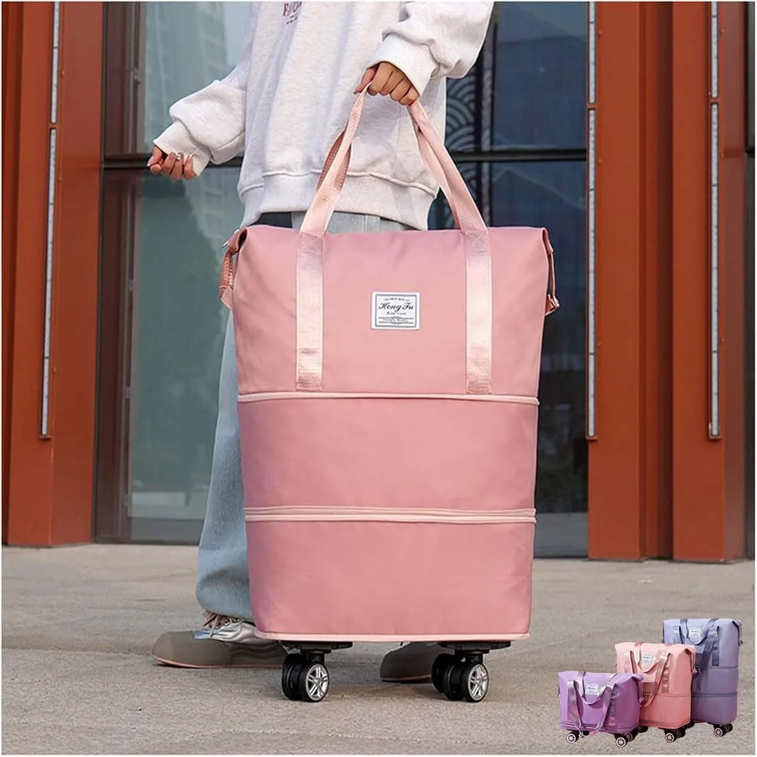 Beente Travel Bag With Wheels, Expandable Duffel 2025 New Large Capacity Travel Bag - Universal Wheel Removable (Dark Blue,No wheels)