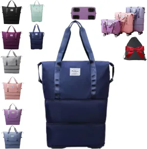Beente Travel Bag With Wheels, Expandable Duffel 2025 New Large Capacity Travel Bag - Universal Wheel Removable (Dark Blue,No wheels)