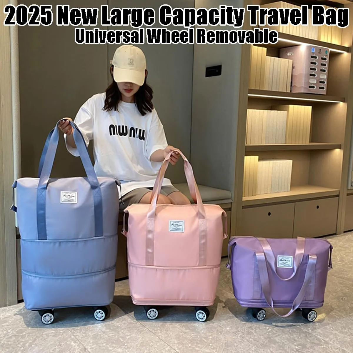 Beente Travel Bag with Wheels, Kulken Travel Bag, 2025 New Large Capacity, Foldie Expandable - Lightweight Carry (Dark Purple)