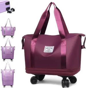 Beente Travel Bag with Wheels, Kulken Travel Bag, 2025 New Large Capacity, Foldie Expandable - Lightweight Carry (Dark Purple)