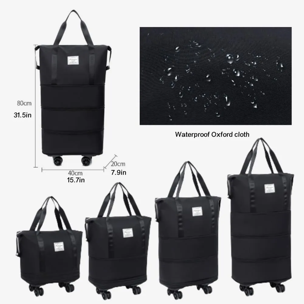 Beente Travel Bag with Wheels, Large Capacity Travel Bag, Waterproof ＆ Thickened Three-Layer Silent Disassembly Wheel (Blue)